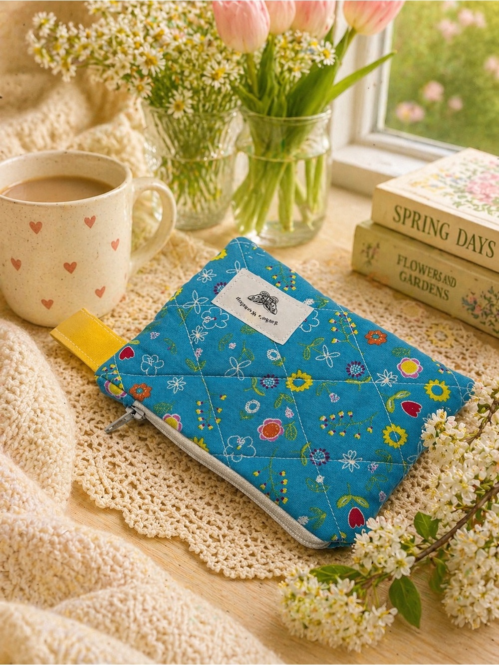 Spring Bloom Quilted Keychain Wallet - Picture 2 of 4